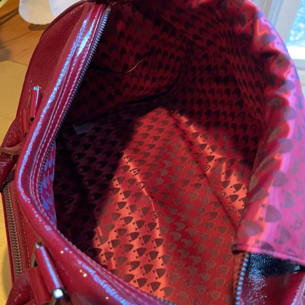Longchamp Legende Top Handle Boston Bag Satchel in Red Verni Patent Leather